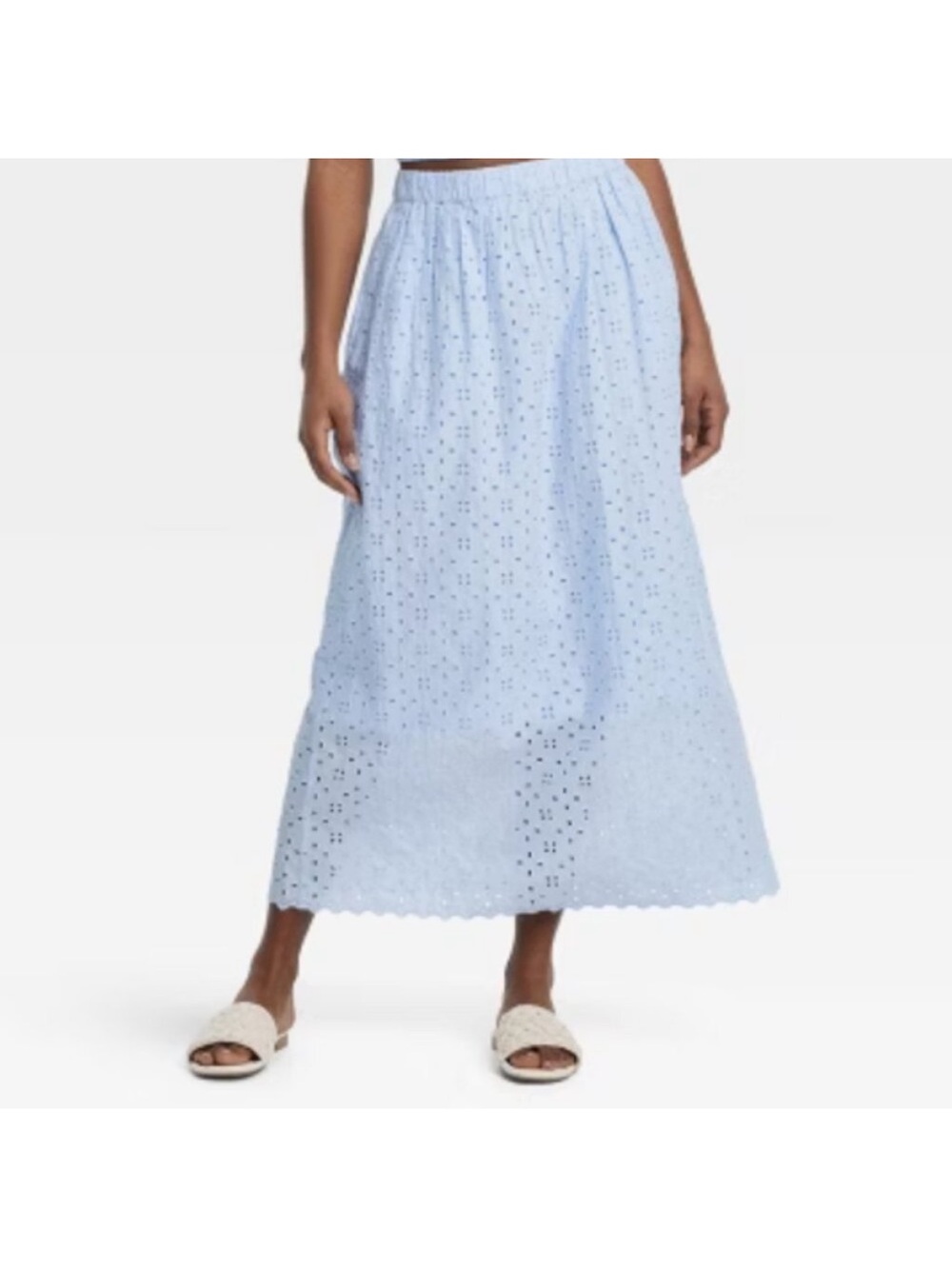 Universal Thread Light Blue Eyelet Maxi Skirt